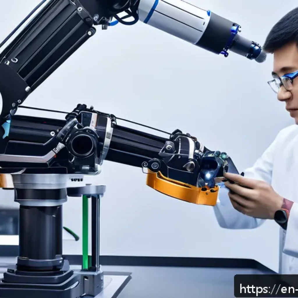 로봇기술사와 3D 프린팅 활용 사례 - A high-tech industrial robotic arm equipped with multi-axis joints printing a complex aerospace comp...