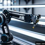 로봇기술사와 로봇 공정 문제 해결 - A high-tech robotic arm in a modern industrial setting, designed with lightweight carbon fiber and a...